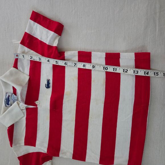 Vintage Lacoste Red/White Striped Shirt 3t/4t - Picture 5 of 7